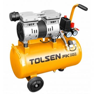 Compresor de aer Tolsen, silentios si fara ulei, 800W, 24 L