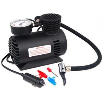 Mini Compresor Aer 300 PSI, Soundvox™ 8704, cu Manomentru Mecanic, Alimentare Priza Auto 12V si Accesorii Umflat, Negru