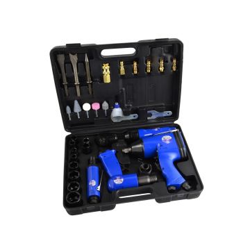 Set 4 unelte pneumatice cu accesorii, Geko, 33 piese