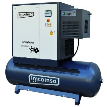 Compresor CU SURUB RAINBOW COMPACT 7,5HP/500 L cu desecator,500 L 5.5 KW PRES.10 ATM DEB 700 L/Min TRIFAZIC 276 KG