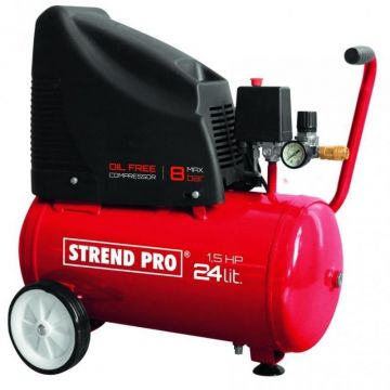 Compresor, fara ulei, cu roti, 1100 W, 1.5 CP, 24 L, 8 bar, Strend Pro