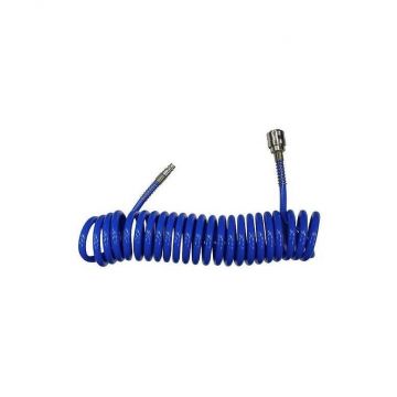 Furtun aer/presiune, spirala, PU, albastru, 3/8