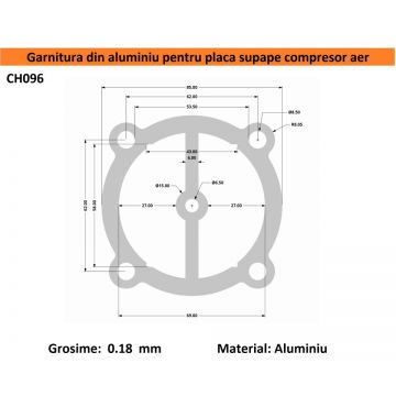 Garnitura aluminiu cilindru cap compresor 65mm 78x78mm CH096 Mod.19