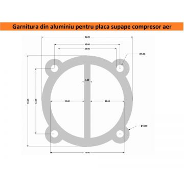 Garnitura aluminiu cilindru cap compresor 65mm 85x85mm CH095 Mod.18