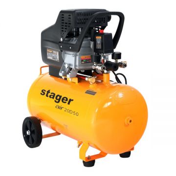 Compresor aer, 50L, 8bar, 200L/min, monofazat, angrenare directa, Stager Air 20D50 Compresor aer, 50L, 8bar, 200L/min, monofazat, angrenare directa, Stager Air 20D50