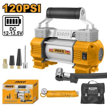 Compresor aer Auto 12V cu 2 Cilindri 8bar, 120PSI Ingco AAC2508 Compresor aer Auto 12V cu 2 Cilindri 8bar, 120PSI Ingco AAC2508