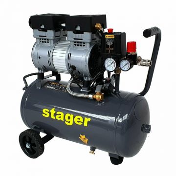 Compresor aer silentios 24L Stager HM0.75JW/24 8bar, 135 L/min, monofazat, angrenare directa Compresor aer silentios 24L Stager HM0.75JW/24 8bar, 135 L/min, monofazat, angrenare directa