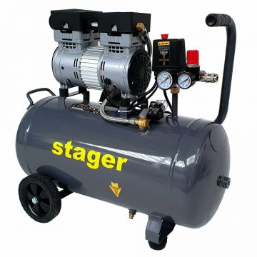 Compresor aer silentios 50L Stager HM0.75JW/50 8bar, 135L/min, monofazat, angrenare directa Compresor aer silentios 50L Stager HM0.75JW/50 8bar, 135L/min, monofazat, angrenare directa