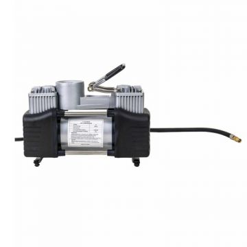 Compresor Auto, 2 Cilindri, Tensiune 12V, 15 Amp, Metalic, Accesorii Incluse