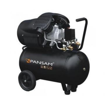 Compresor de aer PANSAM, 50L, 8 bar, 2 cilindrii, 412 L/min