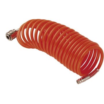 Furtun spiralat flexibil aer comprimat cu cuple rapide - 1/4 Furtun spiralat flexibil aer comprimat cu cuple rapide - 1/4