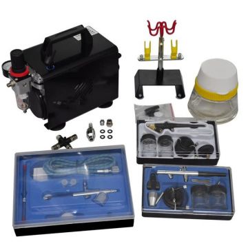 Set compresor aerograf cu 3 pistoale